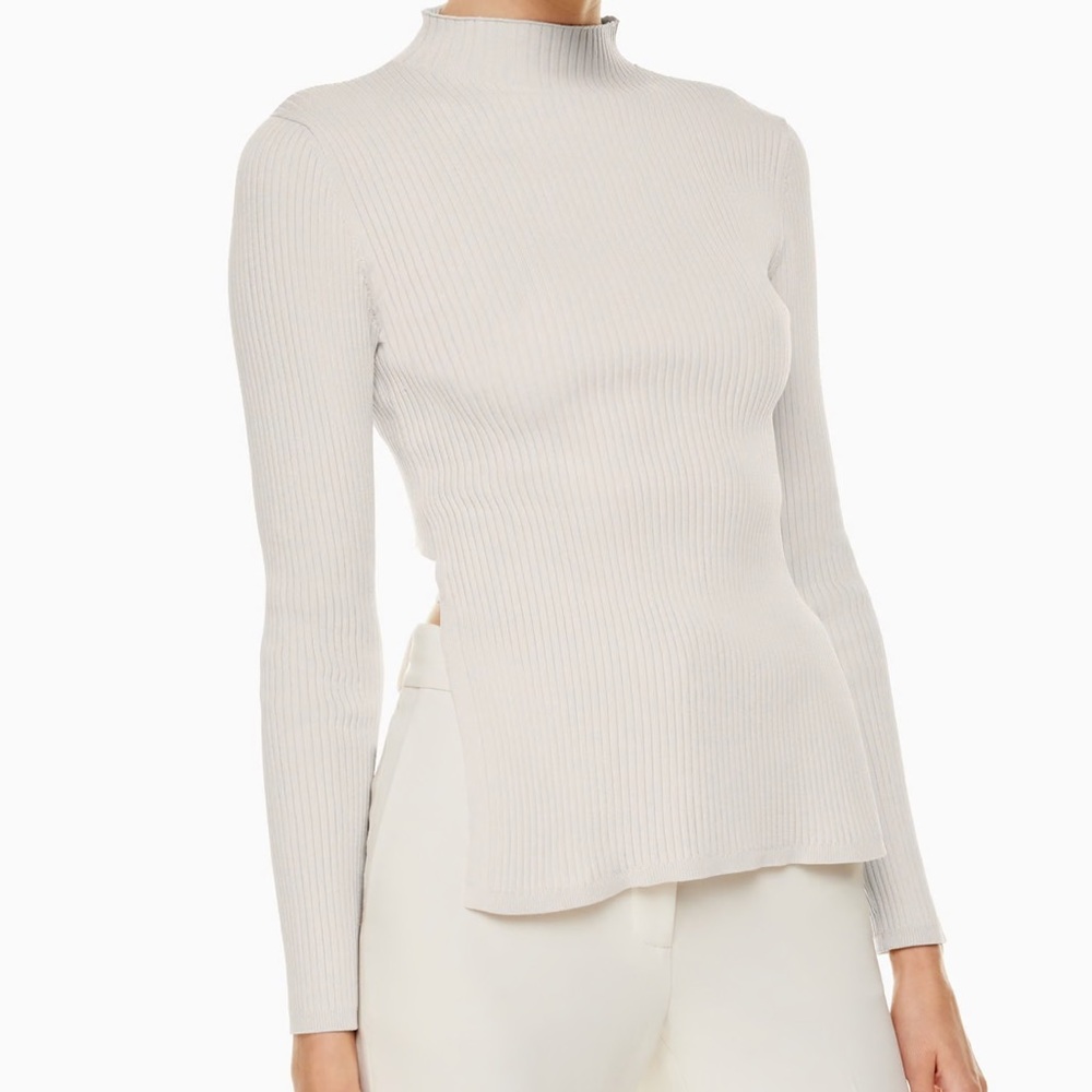 Aritzia Babaton Sculpt Knit Tie Back Long Sleeve Top